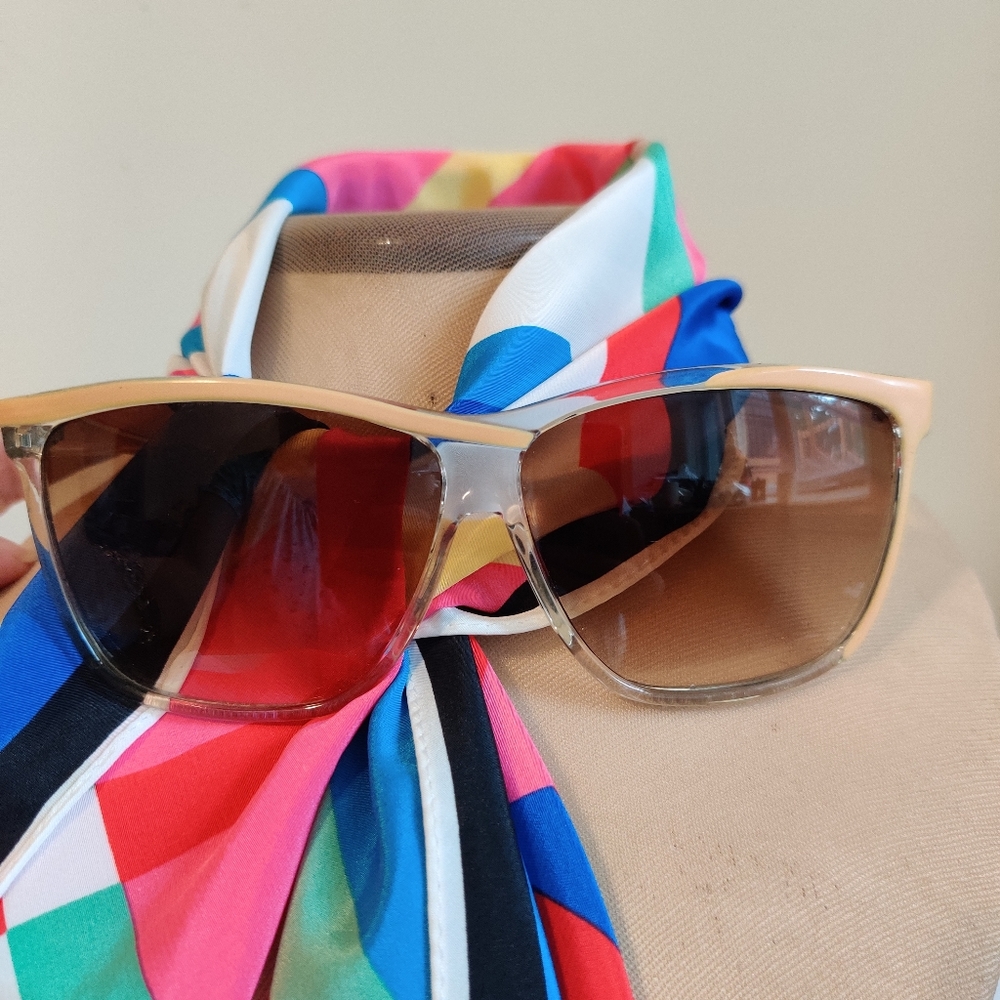 Vintage 70s square sunglasses clear frame EUC